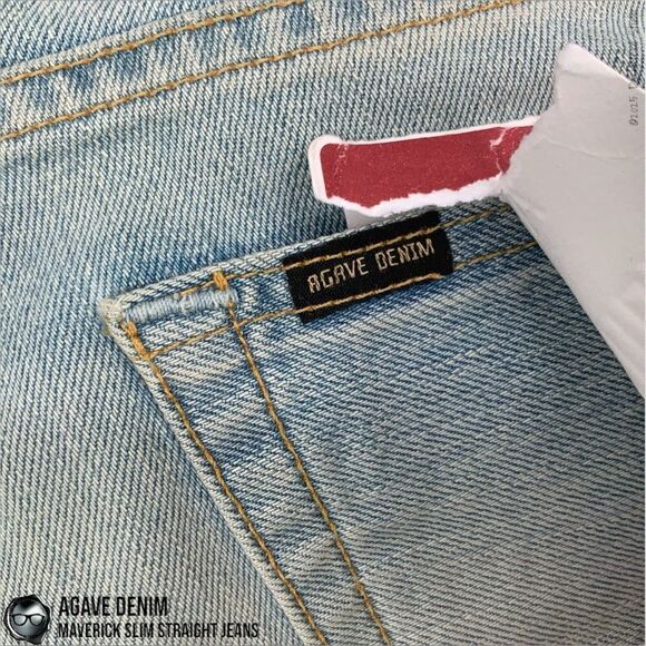 AGAVE DENIM MAVERICK SLIM STRAIGHT SELVAGE DENIM JEANS IN SUN BAKED BLUE 32 X 36 - Picture 4 of 12